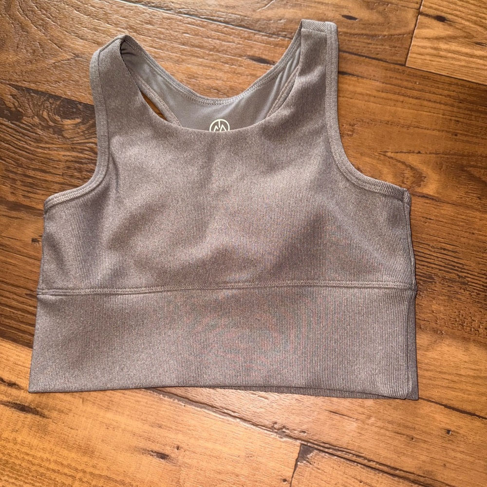 Move Theology Contour Deluxe Cropped Ribbed Tank Mocha Size Small